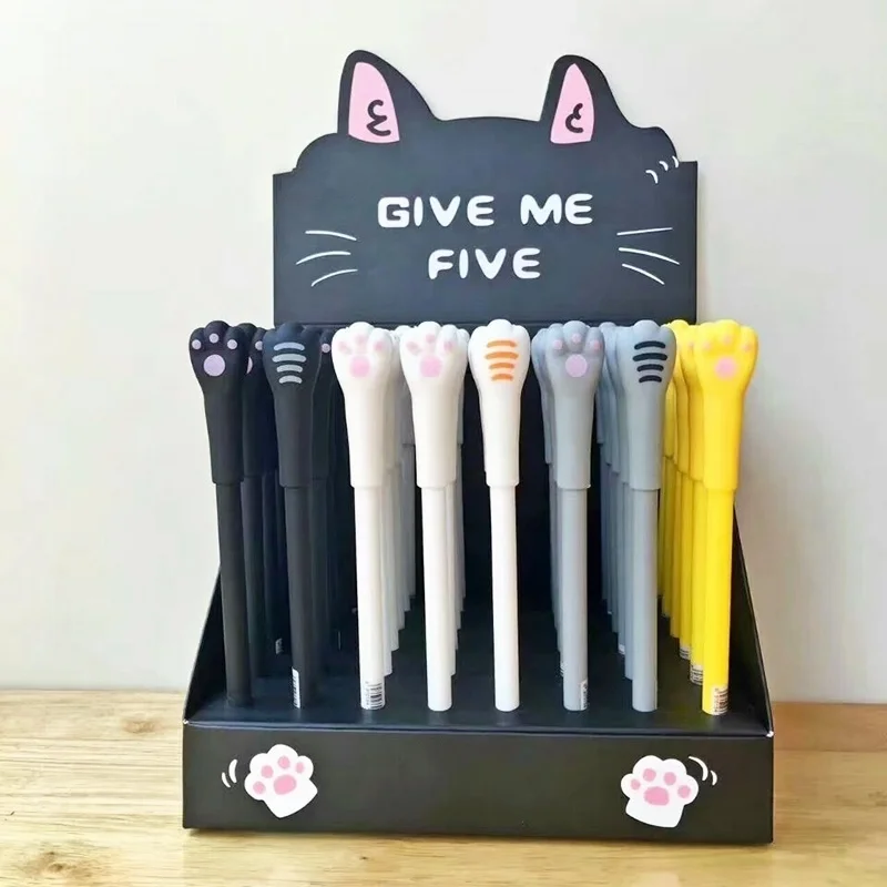 2pcs//set Cute Cat Gel Pen Black Ink Pens Kawaii Stationery School Office Supply