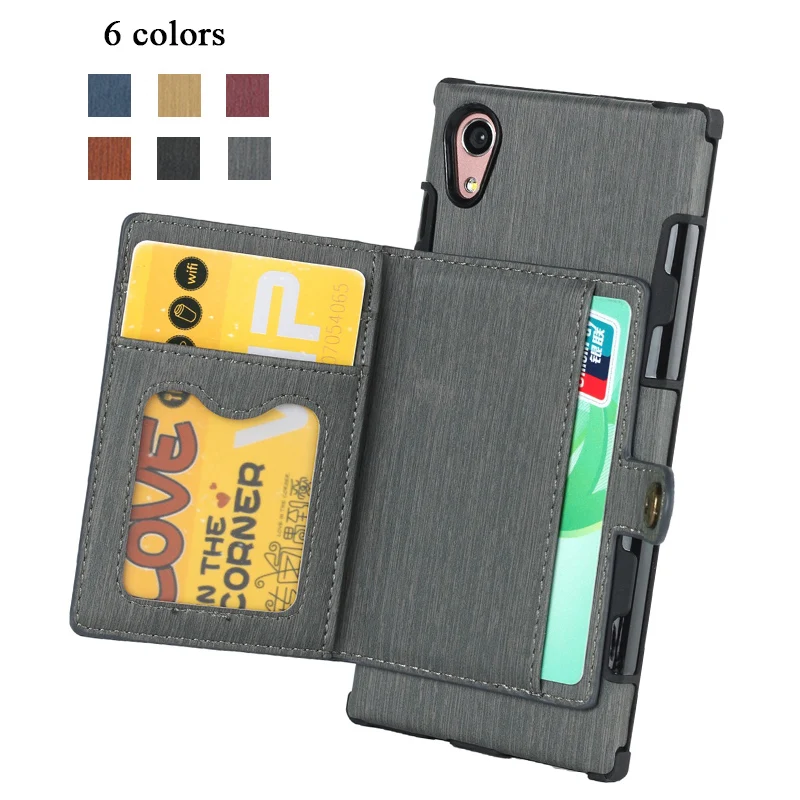 

Retro Card Holder Slot Case For Sony Xperial L1 XZ1 XA1 Ultra Luxury Leather Wallet Shockproof Proteciont Back Phone Cover Funda