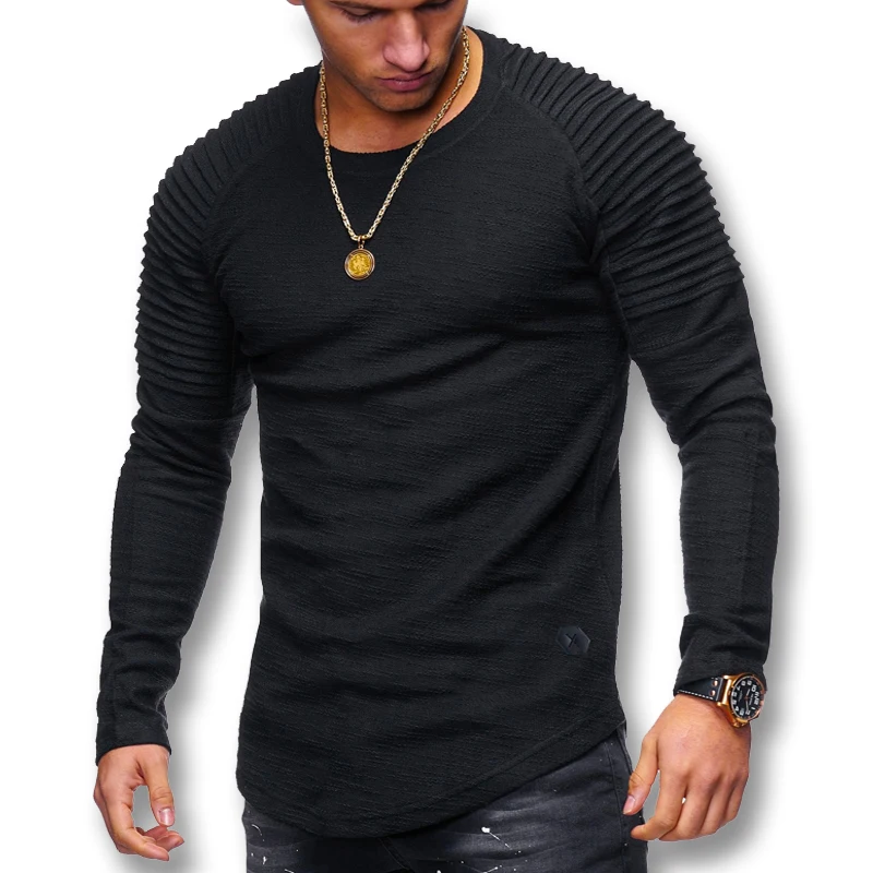 

2019 Men Spring Long Sleeved O Neck T Shirts Tees Male Casual Fashion Slim Fitted T Shirts Himbre