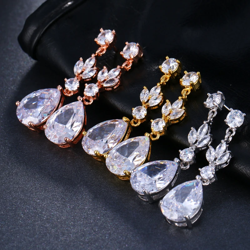 EMMAYA с фианитами в форме капли кристалл серьги для женщин Винтаж Свадебная вечеринка серьги украшения Brinco feminino подарок
