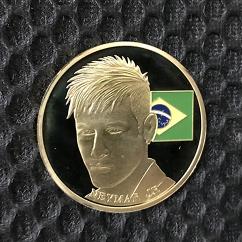 

1 pcs The Messi Ronaldo Neymar Robben coins football player soccer star gold plated 40 mm souvenir decoration coin