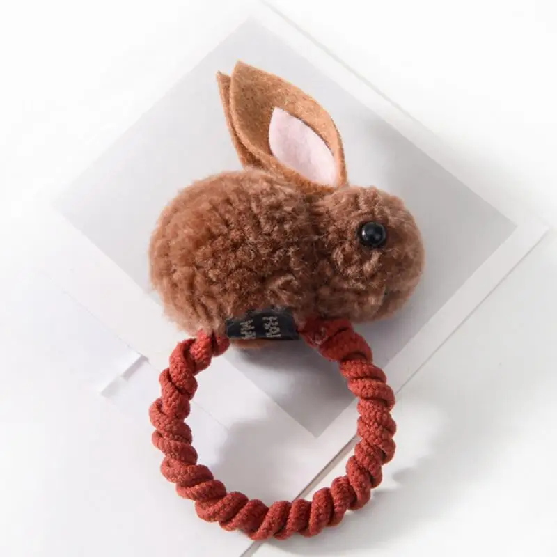 Новые милые животные кролик стиль резинки для волос Войлок трехмерный плюшевый ободок с кроличьими ушами для детей девочек аксессуары для волос - Цвет: Черный кофе