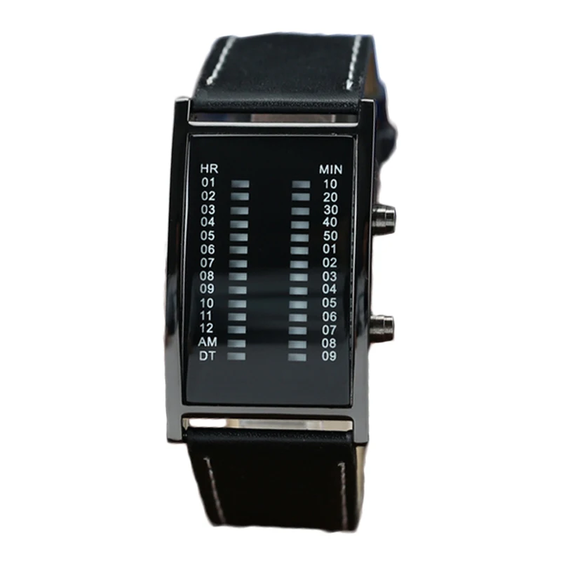 Креативные мужские часы бутик цифровой светодиодный дисплей повседневные часы двойной строчная лампа личность цифровые наручные часы