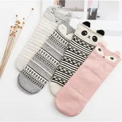 Новинка 2018 года, милые женские носки с рисунками животных, хлопковые носки, модные стильные носки в японском стиле, осенне-зимние теплые