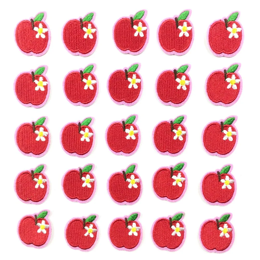 

2.7*3.3cm Embroidered Iron On Patches For Clothing Iron On Appliques For Garment DIY Apple Christmas Patch Sewing Badge 20pcs