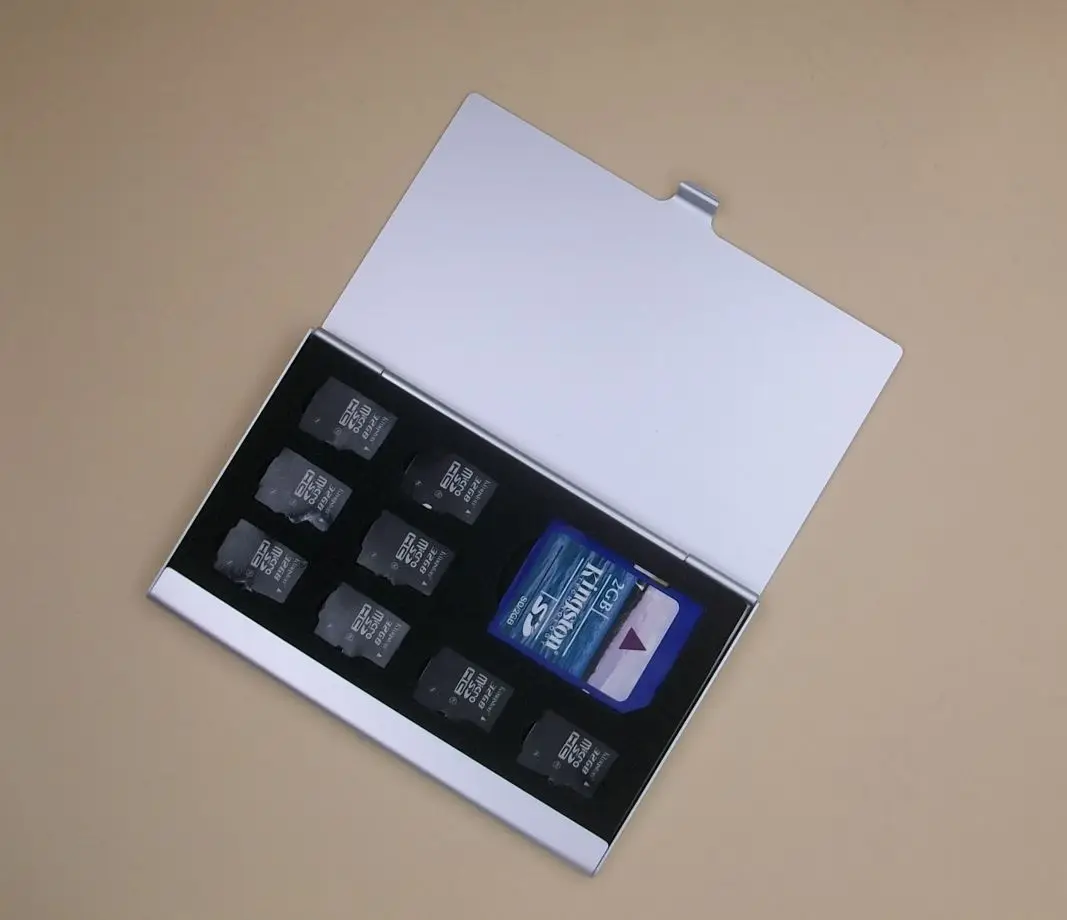 

8 in 1 Portable Aluminum Micro For TF SD SDHC TF MS Memory Card Storage Case Box Bag Protector Holder