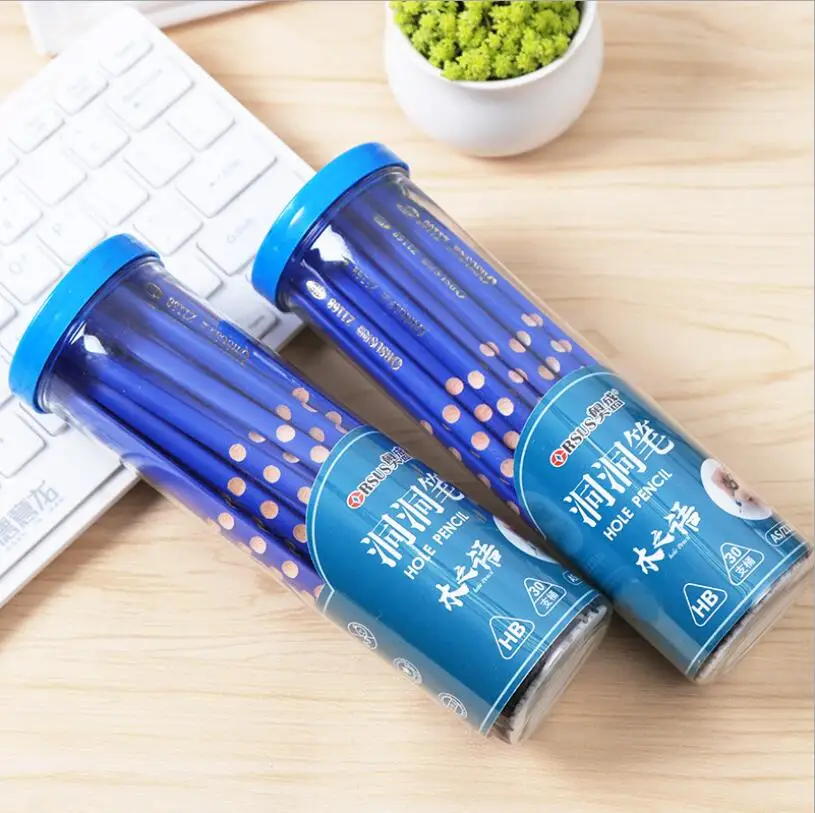 

30Pcs/Set Wood Drawing Pencil HB Standard Pencil For Writing Triangle Kawaii Hole Lapices Korean Stationery School Supplies Gift