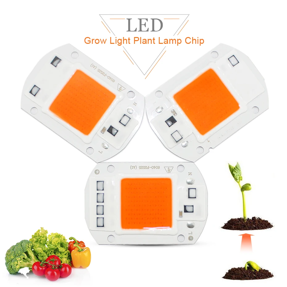 

110V 220V Full Spectrum LED Plant Grow Light Chip 20W 30W 50W Phyto Lamp for Seeds Flower Greenhouse Veg Garden Hydroponics