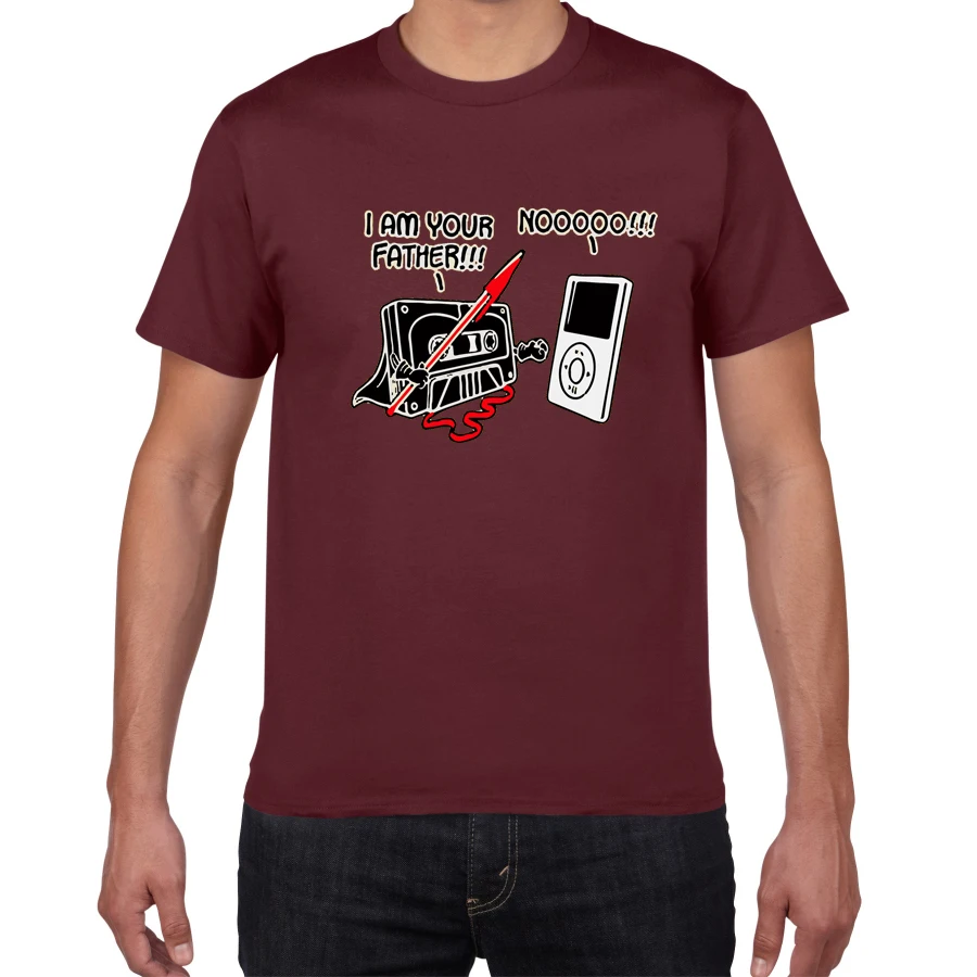 Новая забавная футболка с надписью «I am your father» и саркастической графической музыкой, Мужская хлопковая футболка с юмором, Мужская футболка, Мужская футболка, мужская одежда - Цвет: F593MT wine red