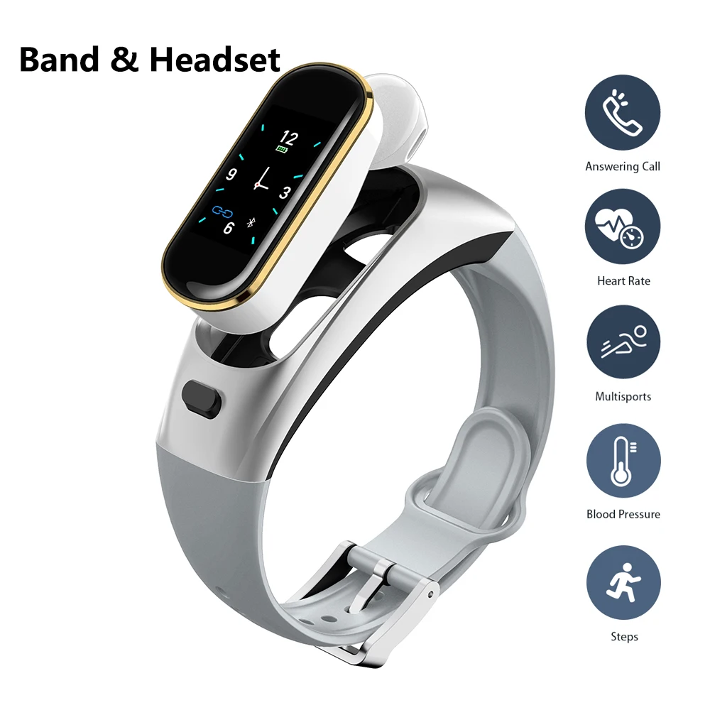 

Smart Wristband & Bluetooth Earphone Answer Call Heart Rate Blood Pressure Fitness Bracelet Smart Band Bluetooth Headset