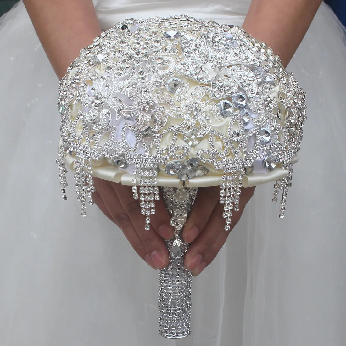 Роскошные хрустальные свадебные цветы цвета слоновой кости свадебные букеты белые бриллианты Свадебный букет De Mariage бриллианты свадебный