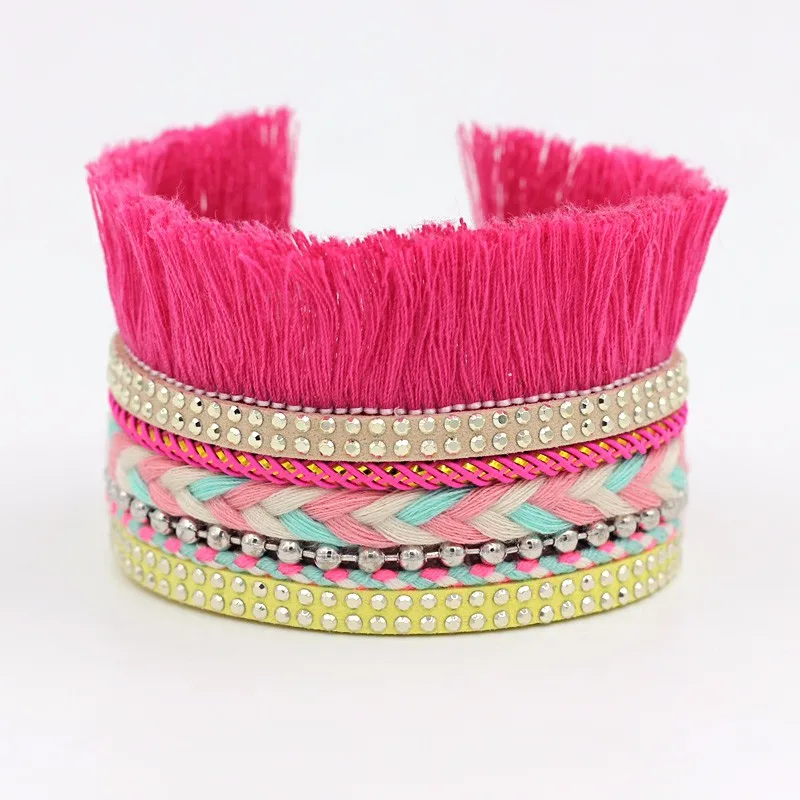 VONNOR женские модные тканые широкие браслеты ручной работы женские браслеты дружбы с красочными кисточками богемные ювелирные изделия