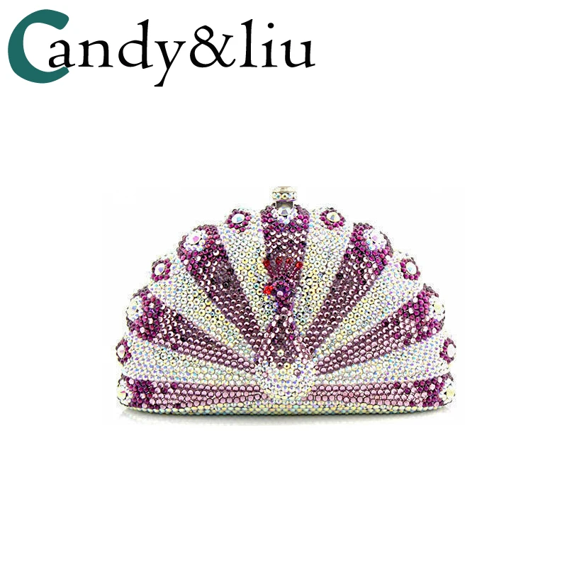 

custom-made high-end flat-bottomed crystal peacock clutch pack evening pack luxury dress pack European and American