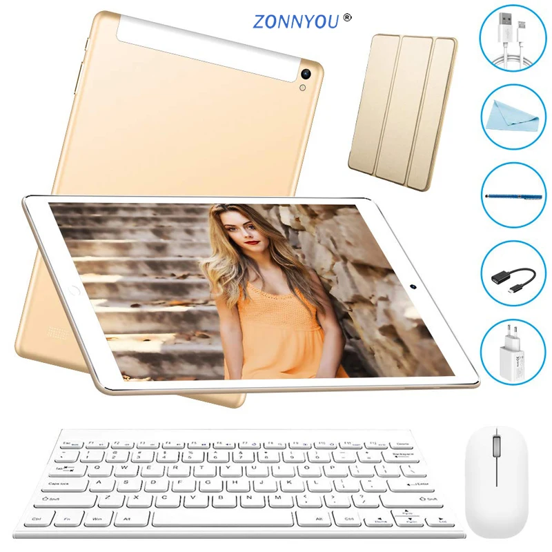 

10.1 inch Tablet Android 7.0 3G Phone Call 32GB Quad Core Dual SIM Support Wi-Fi Bluetooth New System Tablet PC +Keyboard