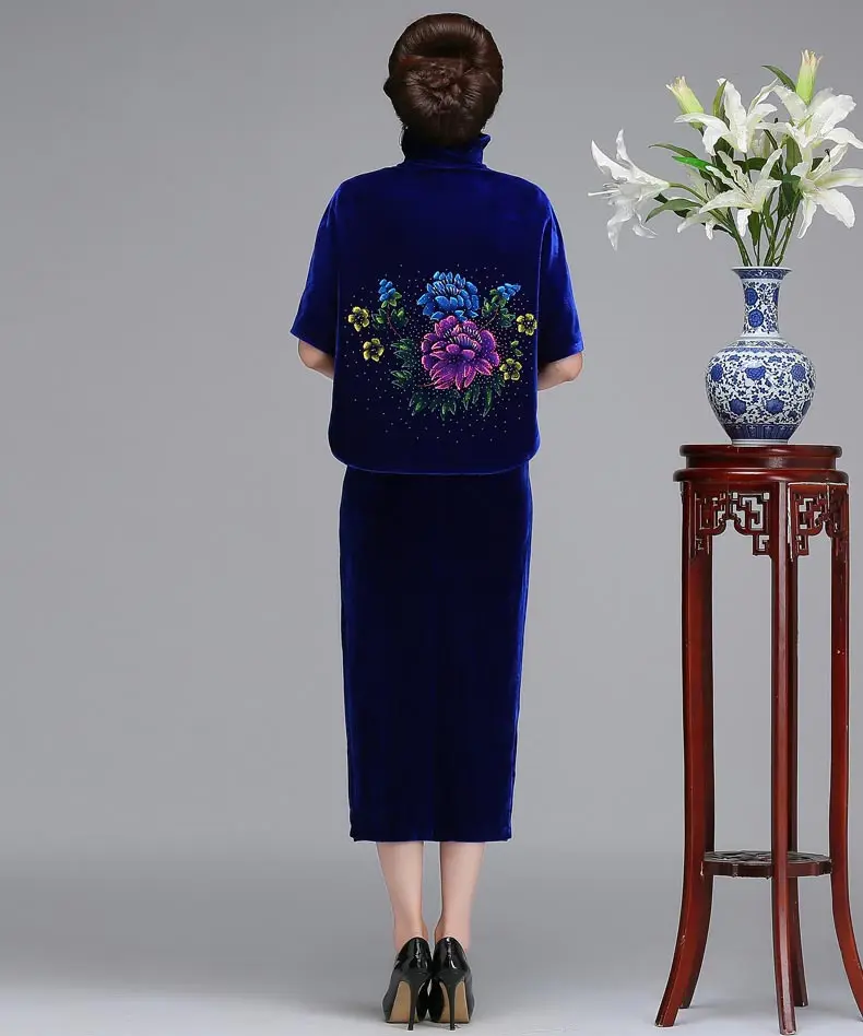 2018 осеннее Новое Женское платье ручной работы с пайетками Cheong-sam модное дамское велюровое цветочное плащ с пуговицами шаль пальто M-3XL