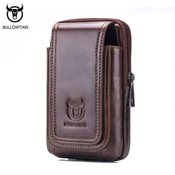 

BULLCAPTAIN 2019 Men's Leather Cigarette Purse Waist Bag Fanny Pack Molle Small Money Phone Bags For Men Waist Pack NCZ049