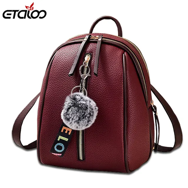 Women Backpack High Quality PU Leather School Bags For Teenagers Girls Top handle Backpacks ...