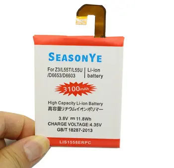 

Seasonye 10pcs/lot 3100mAh / 11.8Wh LIS1558ERPC Replacement Li-Polymer Battery For Z3 L55U L55T D6603 D6653 D6616 D6633 D6603