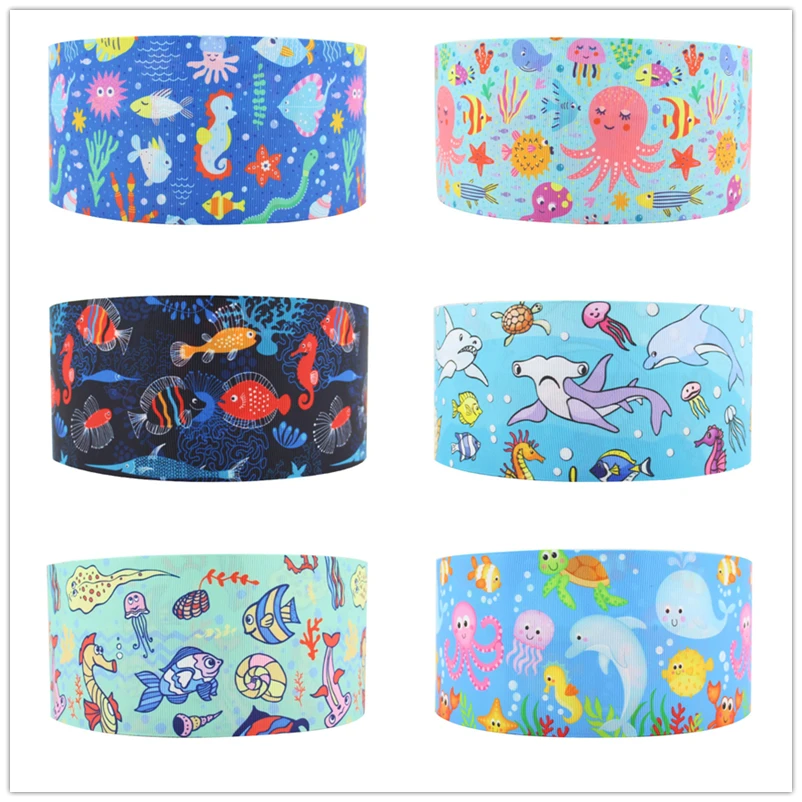 Q & N лента 50 ярдов Акула Ocean World мультфильм печатных grosgrain враг ленточный аксессуар