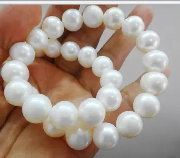 

Jew3118 12-15mm Natural south sea Almost perfect round white pearl necklace (A0511)