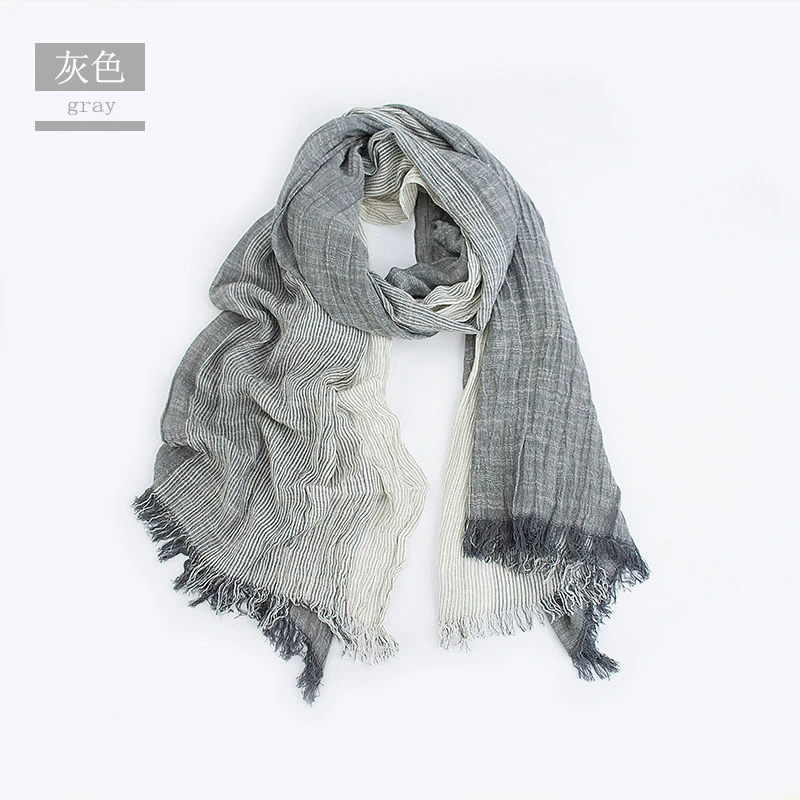 mens blanket scarf Unisex Men Women Ombre Shawl Spring Summer Cotton Blend Gradient Scarves Hijab Casual Male Scarves Crinkle Global Scarf YG367 mens linen scarf