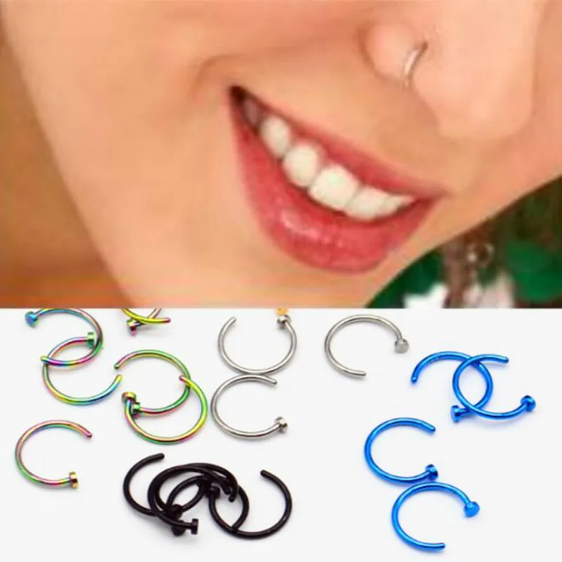 1pc Fashion Fake Septum Medical Titanium Nose Ring Piercing Silver Gold