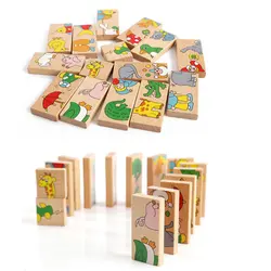15 шт./компл. детские животные конструктор домино для детей подарок на Новый год Мультяшные деревянные блоки Монтессори разведки игрушки
