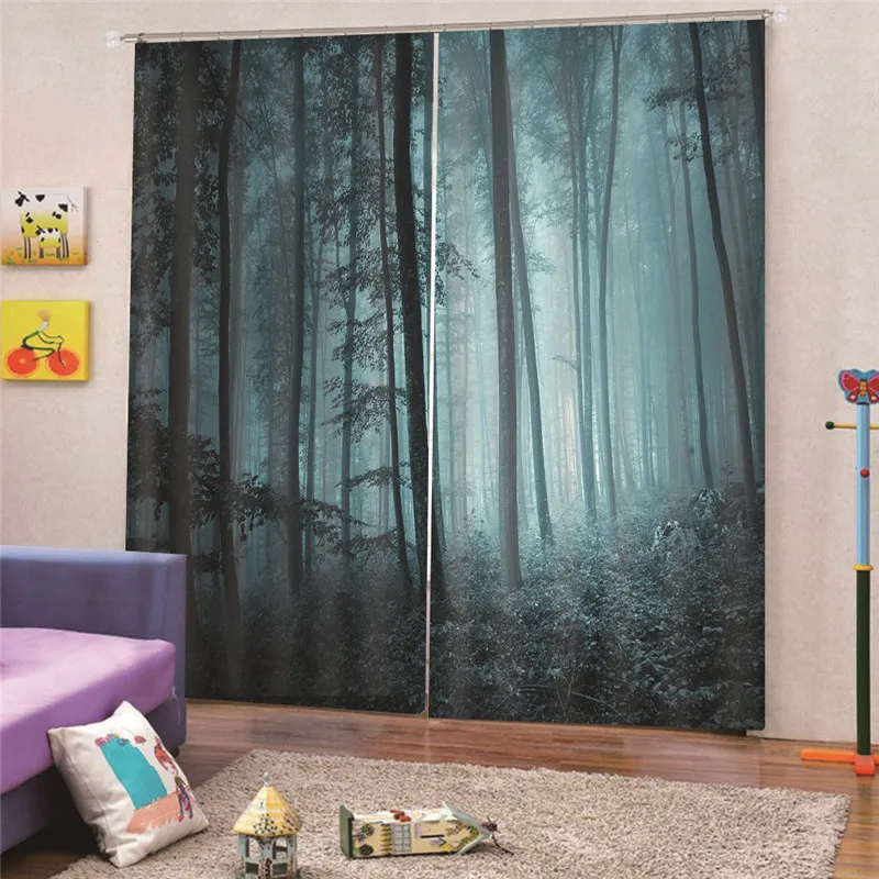 3D Digital Print forest Customized size Luxury Blackout 3D Window Curtains Living Room wedding Bedroom Drapes Rideaux M18