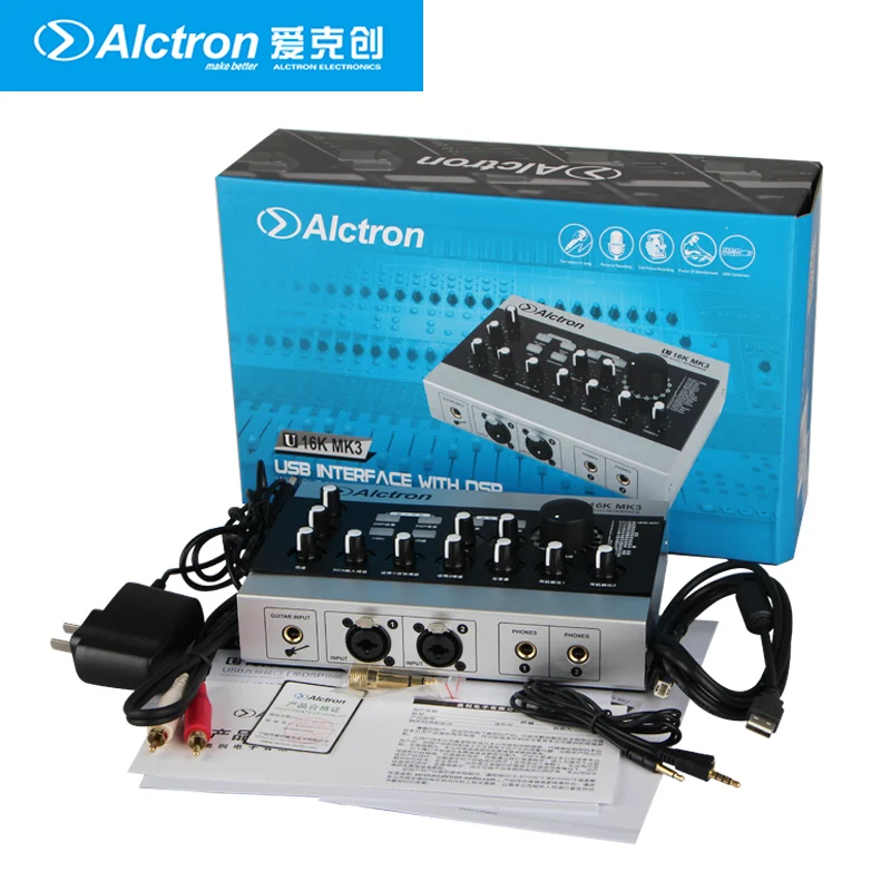 Alctron U16K MK3 USB аудио Запись Интерфейс внешний usb-звуковой интерфейс Mic усилитель w/RCA кабель для сотовый телефон ПК ноутбук караоке