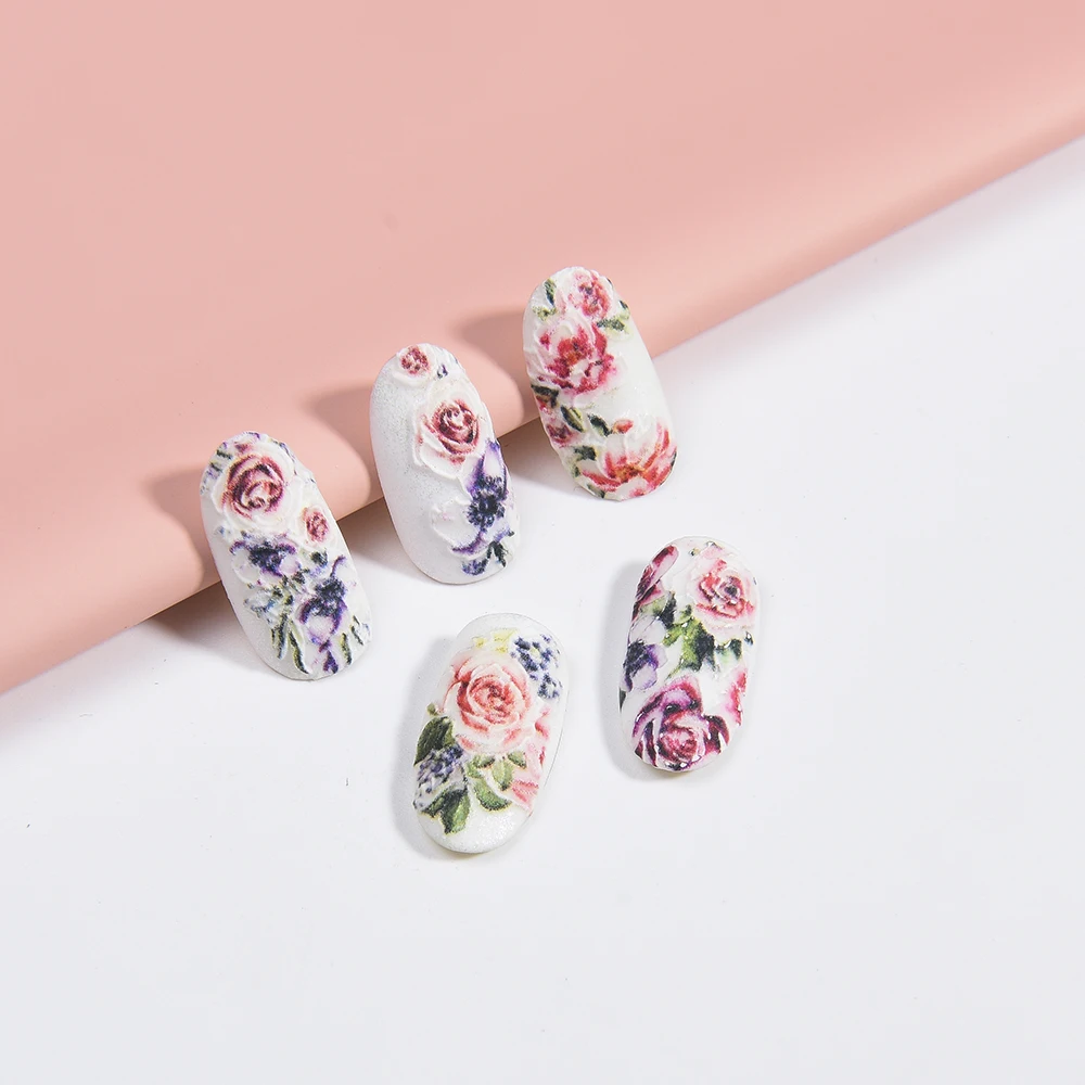 3D акриловые Выгравированные наклейки для ногтей fuirt цветы в форме птиц Водные Наклейки Empaistic наклейки для ногтей с водными горками Z0245