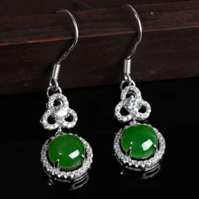 Аутентичные Природный и нефрит кулон, серьги яйцо лапша инкрустированные jade серьги женские модели