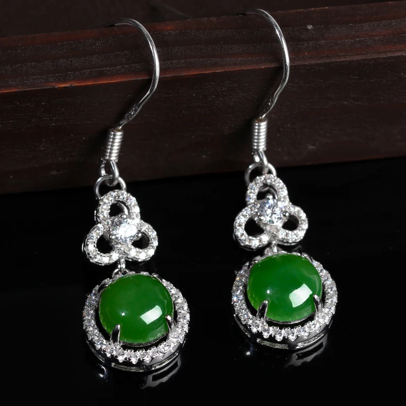 Authentic Natural and nephrite jade pendant earrings jewelry earrings