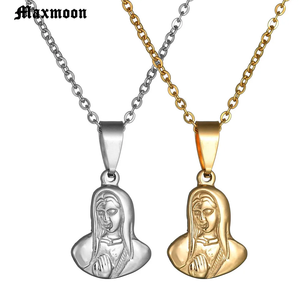 Цепочка Maxmoon Дева Мария изящное золотое ожерелье-медальон кулон мамы Марии