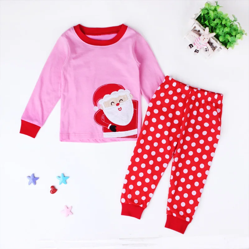 Детские рождественские пижамы для девочек, пижамный комплект с принтом Санта-Клауса, От 2 до 7 лет, детские пижамы, Пижамный комплект для маленьких девочек, одежда для сна для девочек