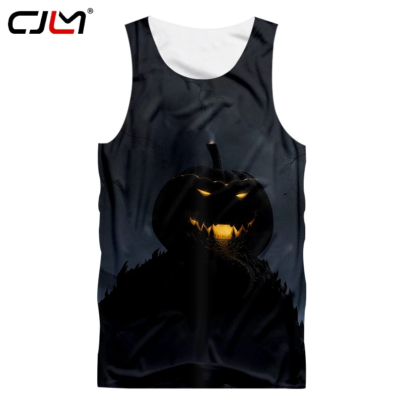 

CJLM Halloween New Gothic Men's Spandex Tank Top 3D Vest Printed Funny Pumpkin Street Wear TankTop Recommend