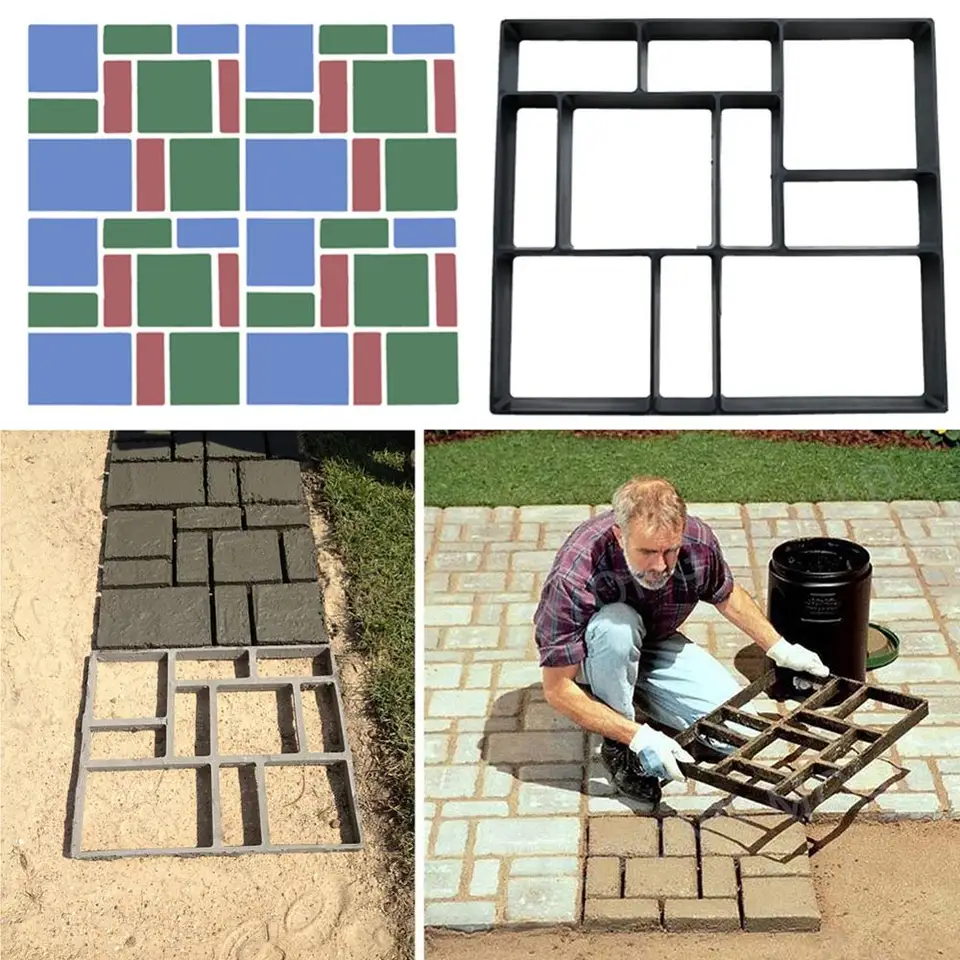 Garden Walk Pavement Mold Diy Manually Paving Cement Brick Floor