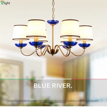 Modern Lustre Blue Glass Led Chandeliers Lighting Copper Living Room Led Pendant Chandelier Lights Dining Room Led Hanging Light chandelier lighting crystal glass leaves chandeliers lamp led pendant hanging light living dining room bedroom foyer lighting