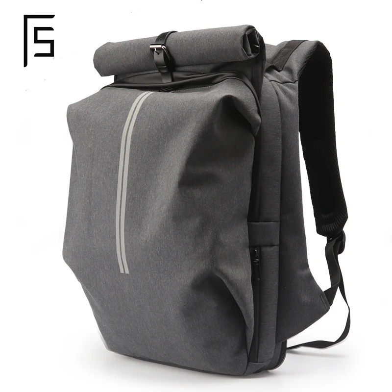 FYUZE Fashion Men Backpack for Laptop 15.6 inch Waterproof Travel Backpack Large Capacity College Student School Backpack - Color: Dark grey