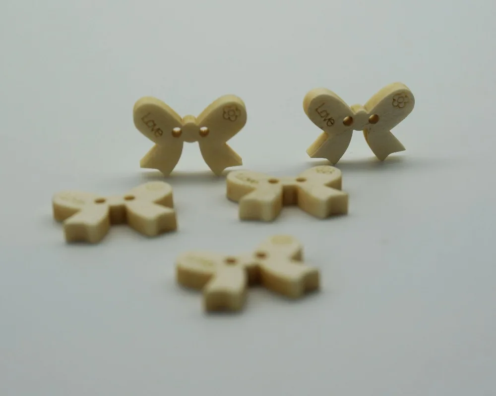 

2017 New Arrival 50Pcs Kawaii Bowknot Wood Button Sewing Accessories Decoration Buttons Scrapbooking Handmade Craft DIY 10mm