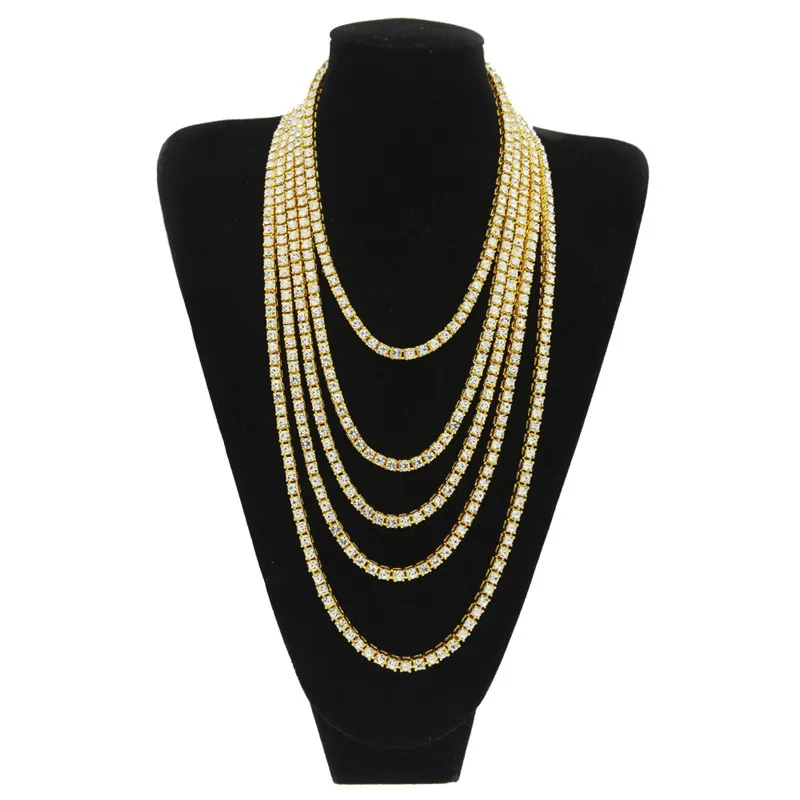 

2019 Men's Hip Hop Bling Iced Out Single Row Rhinestones Necklace ,Fashion Rocker Crystal Chain For Women Men Jewelry #ss40
