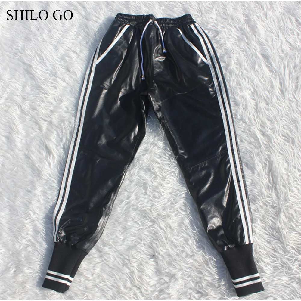 Женские кожаные брюки SHILO GO весенние модные из натуральной овчины с высокой