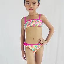 Новинка года, Летний стиль, бикини с цветами для девочек, детская одежда для купания, Раздельный бикини, Детские танкини, многослойный купальник для детей возрастом от 2 до 8 лет