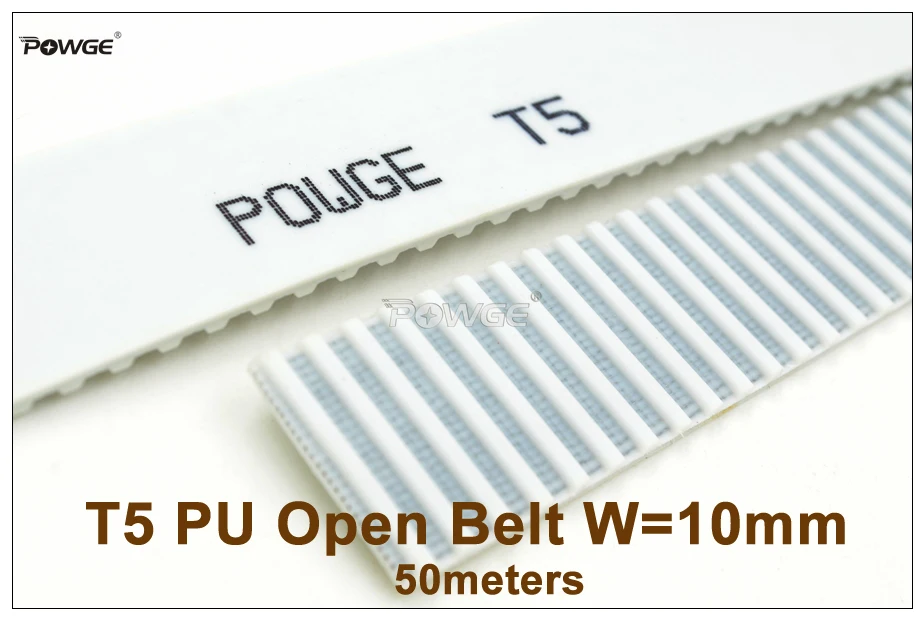 

POWGE 50meters T5 PU Open Timing Belt Width=10mm Pitch=5mm T5-10 Synchronous Belt For CNC RepRap 3D Printer Fit T5 Pulley T5 10