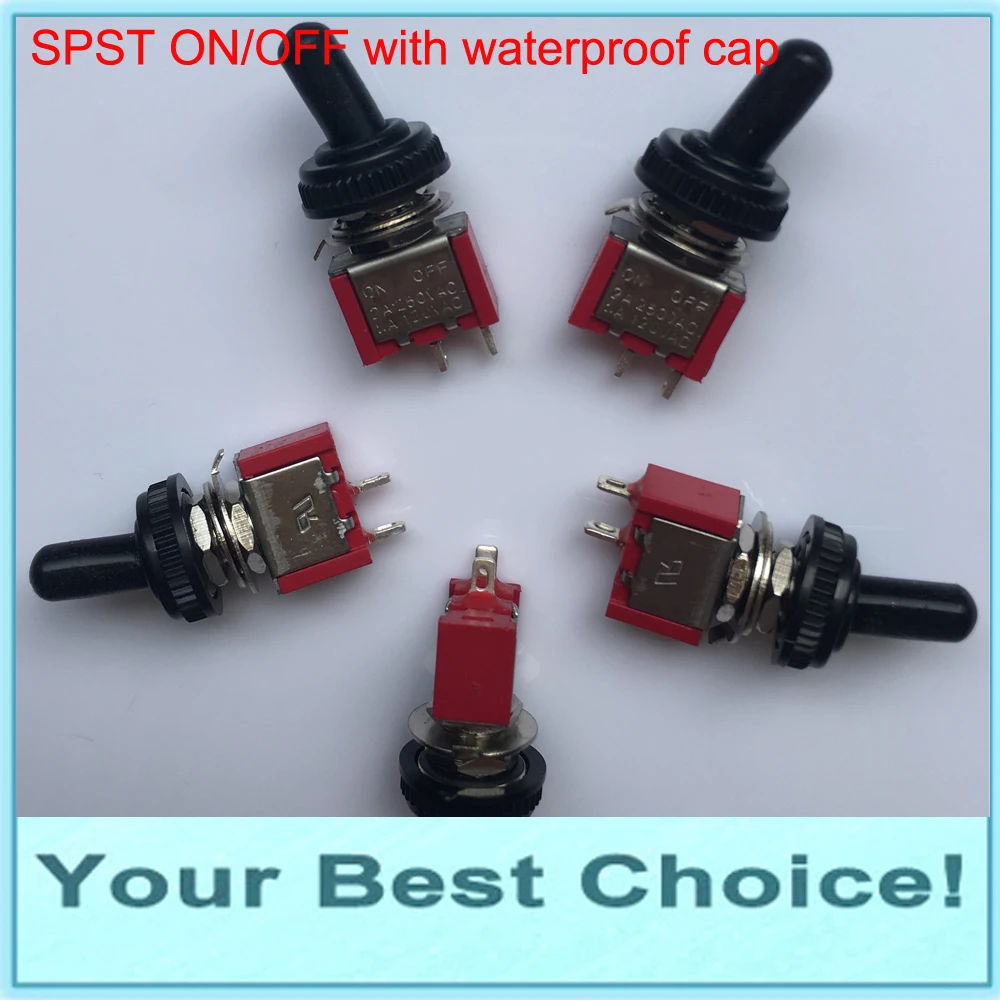 

5pcs/Lot SPST ON-OFF Miniature Rocker Toggle Switch with waterproof cap