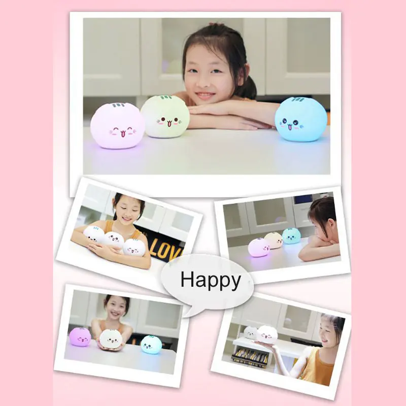 

Night Light Lamp Silicone Cute Cat Children Birthday Gift for Bedroom Bedside LKS99