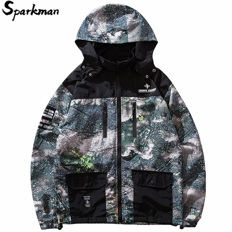Harajuku Jacket Retro Pattern Men Hip Hop Streetwear Hooded Jacket Windbreaker Spring 2019 Color Block Track Jacket Coat Hoodie Harajuku Jacket Retro Pattern Men Hip Hop Streetwear Hooded Jacket Windbreaker Spring 2019 Color Block Track Jacket Coat Hoodie