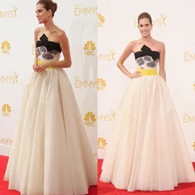Лидер продаж, платья знаменитостей, премия Emmy, сексуальное ТРАПЕЦИЕВИДНОЕ ПЛАТЬЕ без бретелек с открытыми плечами, шифоновое платье с открытой спиной, со шлейфом, со складками сбоку