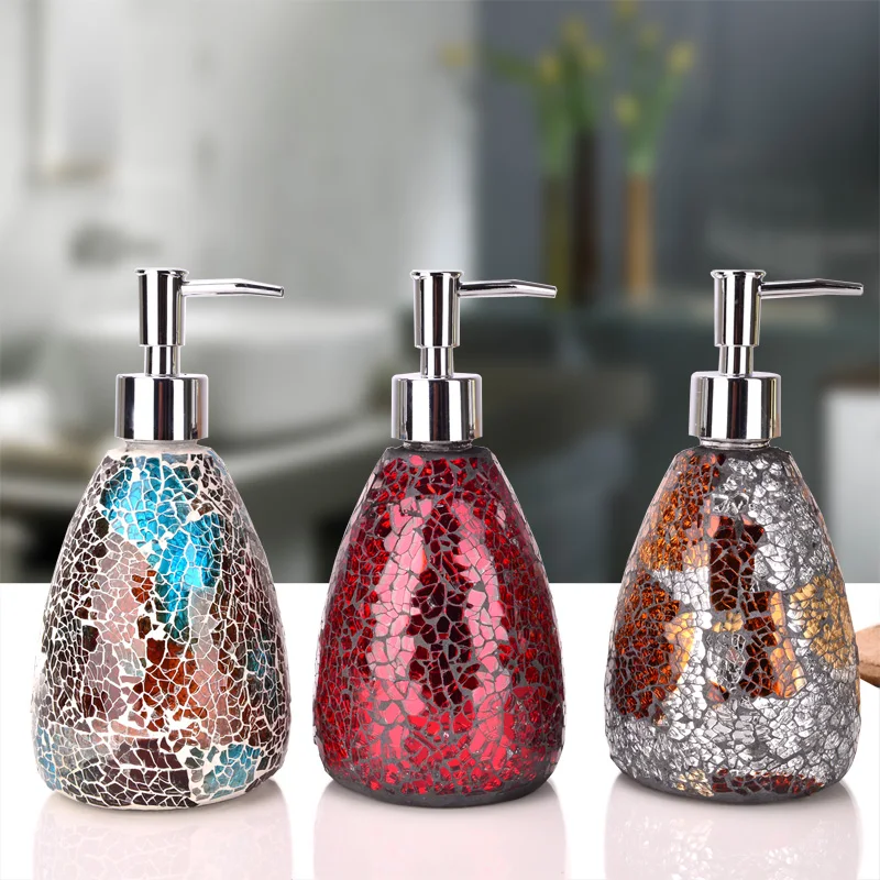 

Mosaic Lotion Dispenser Glass Soap Liquid Bottle Washing Sanitizer Bathroom Decoration Washingroom Supplies