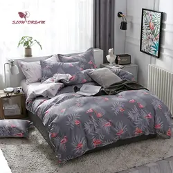 SlowDream рисунок Фламинго Комплект постельного белья покрывала мультяшный пододеяльник комплект 3/4 шт постельного белья Плоский лист