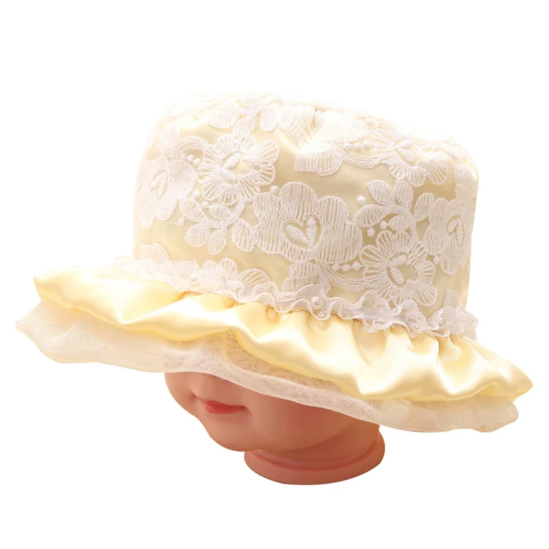 Шляпка для Девочки Хлопок Кружева бант для девочки весна осень шапка с цветком Твердые Шапки для рыбака шляпы для принцессы для младенцев аксессуары для малышей